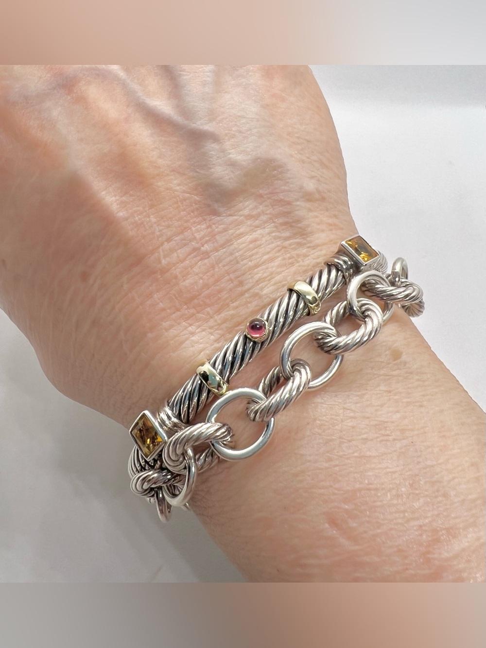David Yurman Renaissance Station Bracelet with Citrine, Tourmaline and Gold - Picture 12 of 12